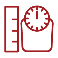 Icon of a ruler next to the icon of a scale, Height and weight, The EMBRACE Study for adults with HIV