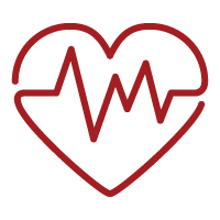 Icon of a heart with a line representing a heartbeat inside it, Heart activity, The EMBRACE Study for adults with HIV. 